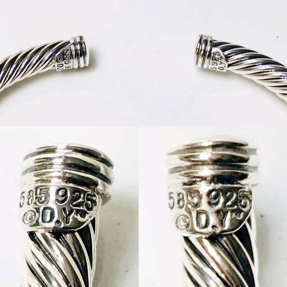 David Yurman Sterling & 14k Double X Cable Cuff - Picture 4 of 7